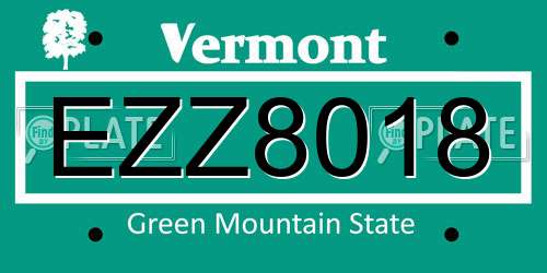 EZZ8018 Vermont License Plate