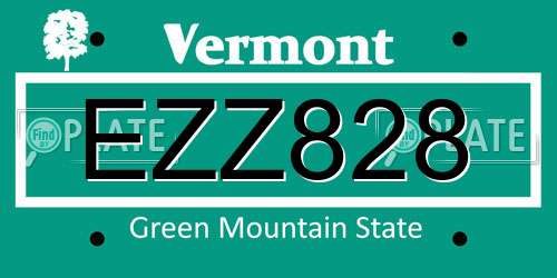 EZZ828 Vermont License Plate