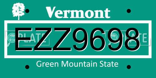 EZZ9698 Vermont License Plate