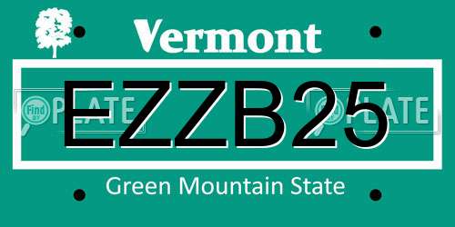 EZZB25 Vermont License Plate