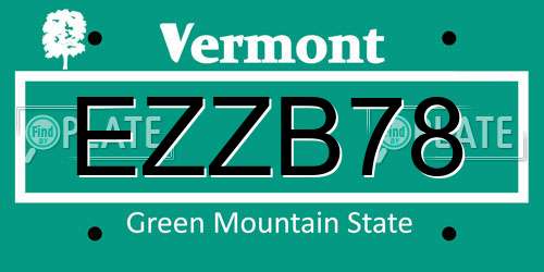 EZZB78 Vermont License Plate