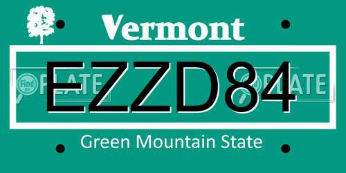 EZZD84 Vermont License Plate