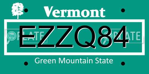 EZZQ84 Vermont License Plate