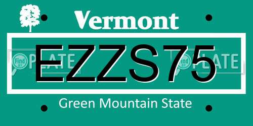 EZZS75 Vermont License Plate