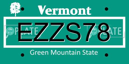 EZZS78 Vermont License Plate