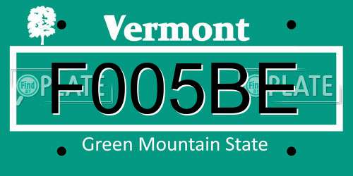 F005BE Vermont License Plate