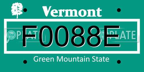 F0088E Vermont License Plate
