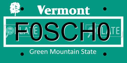 F0SCH0 Vermont License Plate