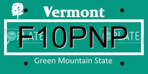 F10PNP Vermont License Plate