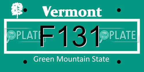 F131 Vermont License Plate