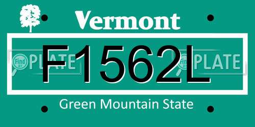 F1562L Vermont License Plate