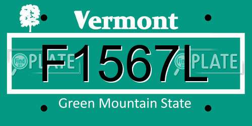F1567L Vermont License Plate