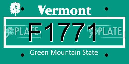 F1771 Vermont License Plate