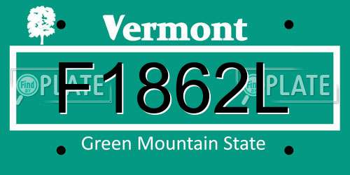 F1862L Vermont License Plate