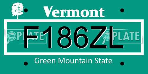 F186ZL Vermont License Plate
