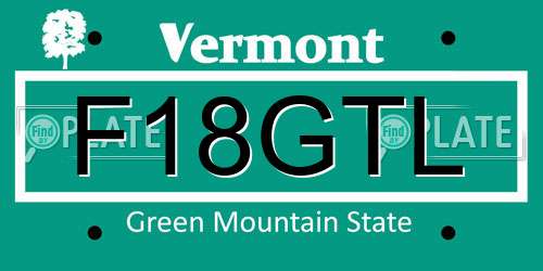 F18GTL Vermont License Plate
