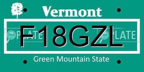 F18GZL Vermont License Plate