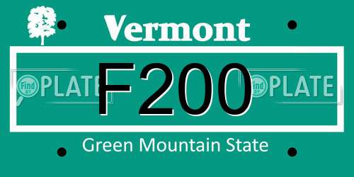 F200 Vermont License Plate
