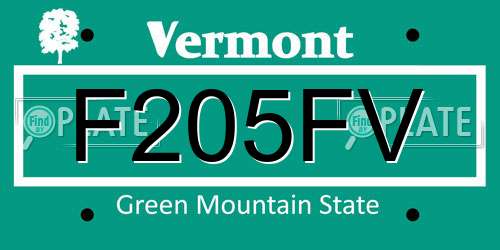 F205FV Vermont License Plate