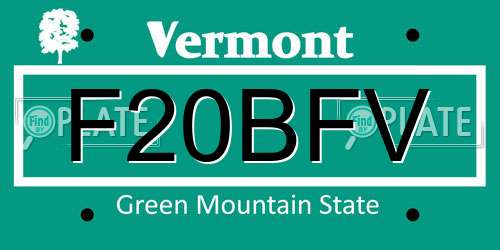F20BFV Vermont License Plate