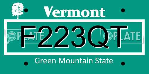 F223QT Vermont License Plate