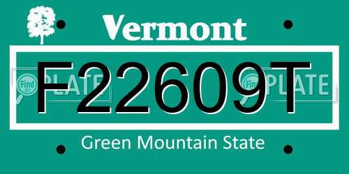 F22609T Vermont License Plate