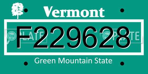 F229628 Vermont License Plate