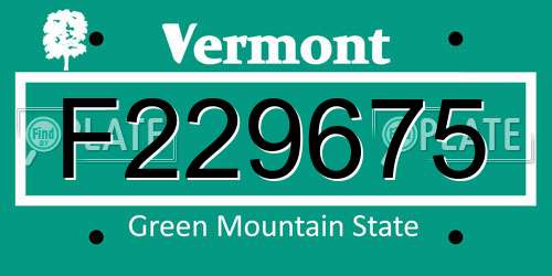 F229675 Vermont License Plate