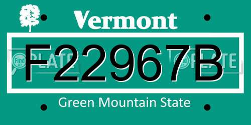 F22967B Vermont License Plate
