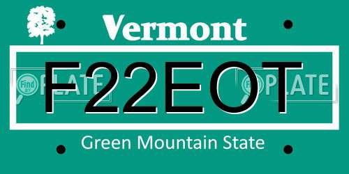 F22EOT Vermont License Plate