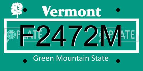 F2472M Vermont License Plate