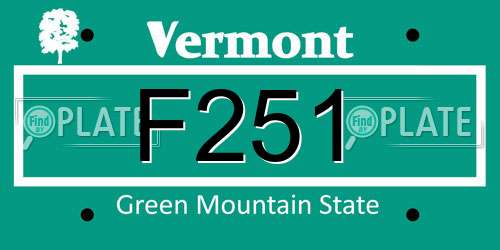 F251 Vermont License Plate
