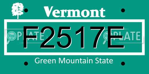 F2517E Vermont License Plate
