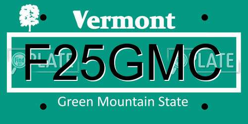 F25GMC Vermont License Plate
