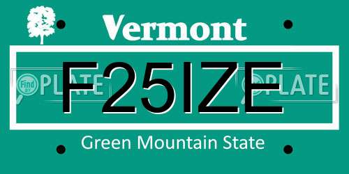 F25IZE Vermont License Plate