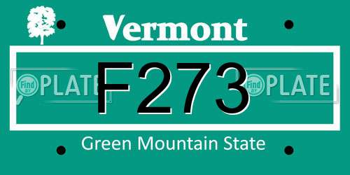 F273 Vermont License Plate