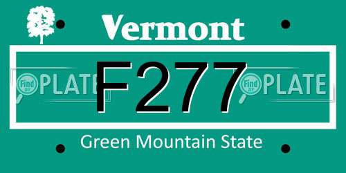 F277 Vermont License Plate