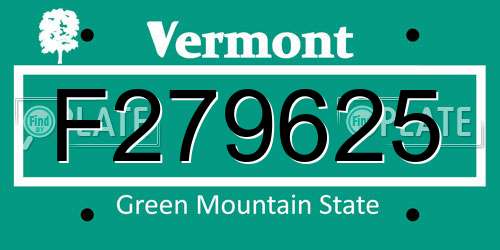 F279625 Vermont License Plate
