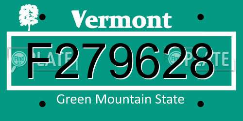F279628 Vermont License Plate