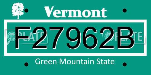 F27962B Vermont License Plate
