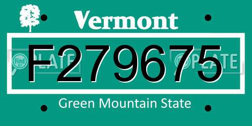 F279675 Vermont License Plate