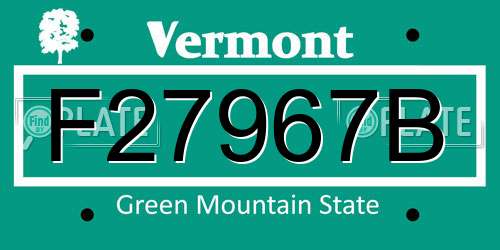 F27967B Vermont License Plate