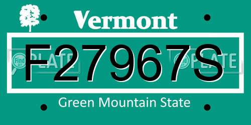 F27967S Vermont License Plate