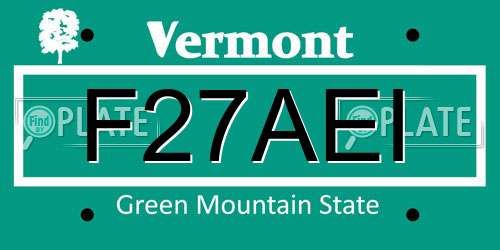 F27AEI Vermont License Plate