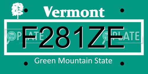 F281ZE Vermont License Plate