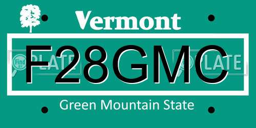 F28GMC Vermont License Plate