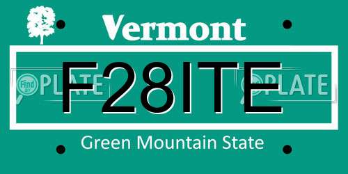F28ITE Vermont License Plate