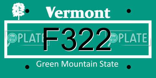 F322 Vermont License Plate