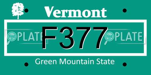 F377 Vermont License Plate