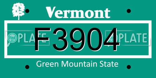 F3904 Vermont License Plate